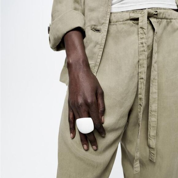 NWT ZARA ZW COLLECTION PAJAMA PANTS LIGHT KHAKI GREEN SMALL - Picture 15 of 16